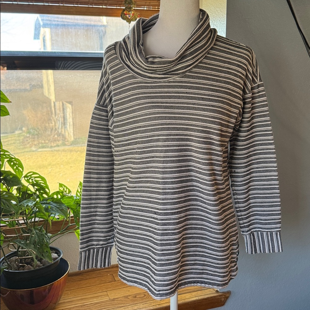 Talbots Striped Cowl Neck Tunic Pullover Sweater size Medium